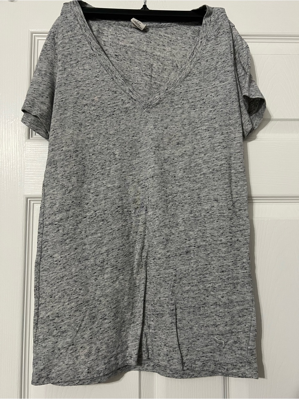 PINK Victoria's Secret Heather Gray Short Sleeve V-Neck Tee